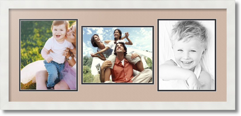 ArtToFrames Collage Mat Picture Photo Frame 3 8x10" Openings in Satin White 117