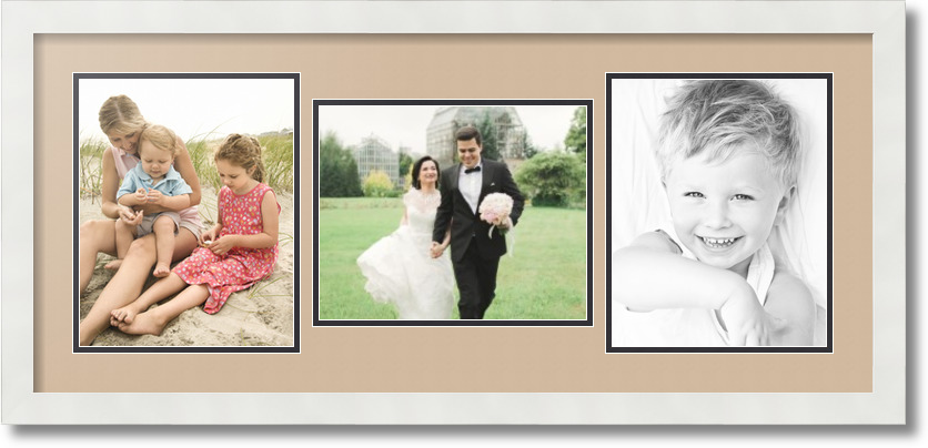 ArtToFrames Collage Mat Picture Photo Frame 3 8x10" Openings in Satin White 117