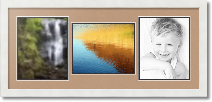 ArtToFrames Collage Mat Picture Photo Frame 3 8x10" Openings in Satin White 117