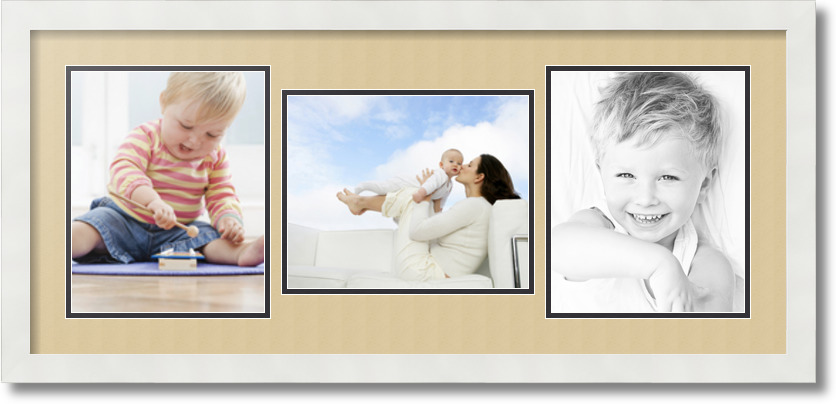 ArtToFrames Collage Mat Picture Photo Frame 3 8x10" Openings in Satin White 117