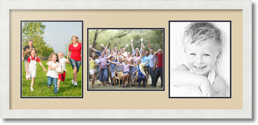 ArtToFrames Collage Mat Picture Photo Frame 3 8x10" Openings in Satin White 117