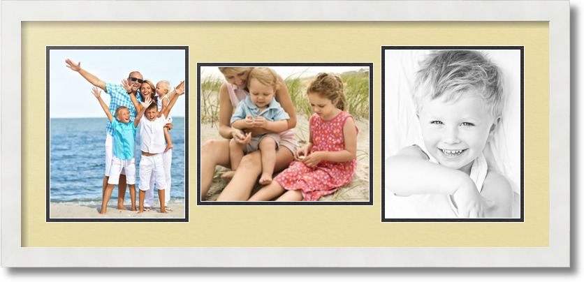 ArtToFrames Collage Mat Picture Photo Frame 3 8x10" Openings in Satin White 117