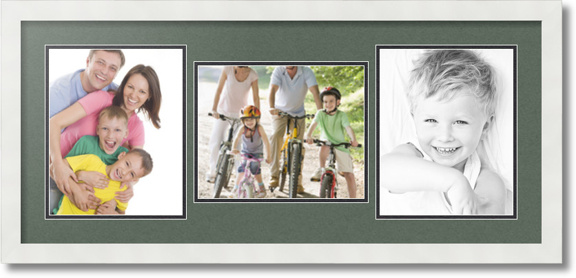 ArtToFrames Collage Mat Picture Photo Frame 3 8x10" Openings in Satin White 117