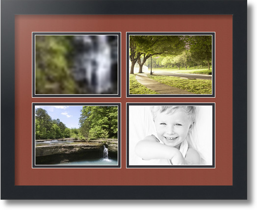 ArtToFrames Collage Mat Picture Photo Frame 4 5x7" Openings in Satin Black 179 