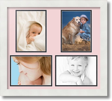 ArtToFrames Collage Mat Picture Photo Frame 4 5x7" Openings in Satin White 130