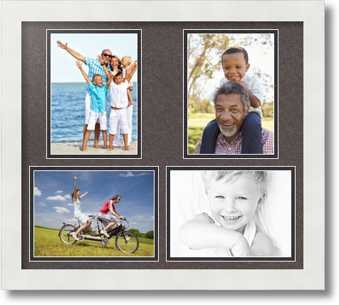 ArtToFrames Collage Mat Picture Photo Frame 4 5x7" Openings in Satin White 130