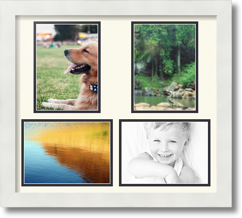 ArtToFrames Collage Mat Picture Photo Frame 4 5x7" Openings in Satin White 130