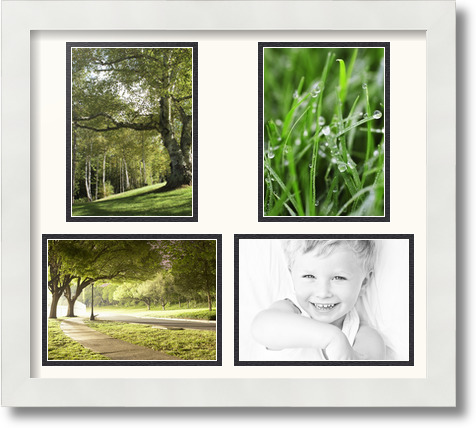 ArtToFrames Collage Mat Picture Photo Frame 4 5x7" Openings in Satin White 130