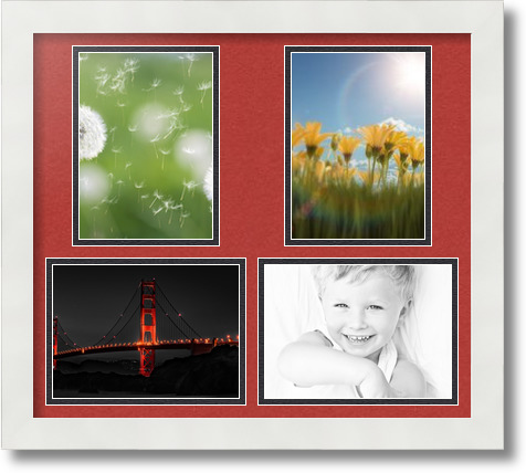 ArtToFrames Collage Mat Picture Photo Frame 4 5x7" Openings in Satin White 130