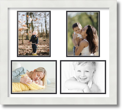 ArtToFrames Collage Mat Picture Photo Frame 4 5x7" Openings in Satin White 130