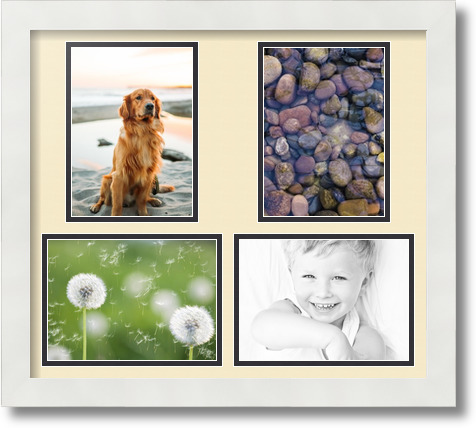 ArtToFrames Collage Mat Picture Photo Frame 4 5x7" Openings in Satin White 130