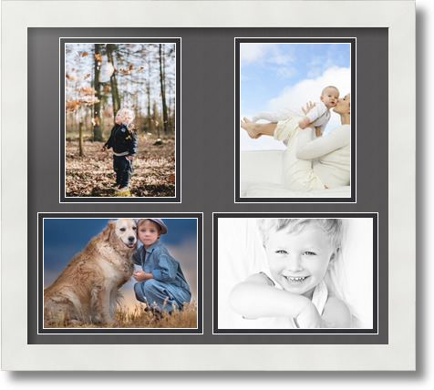 ArtToFrames Collage Mat Picture Photo Frame 4 5x7" Openings in Satin White 130