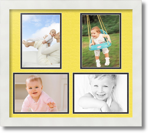 ArtToFrames Collage Mat Picture Photo Frame 4 5x7" Openings in Satin White 130