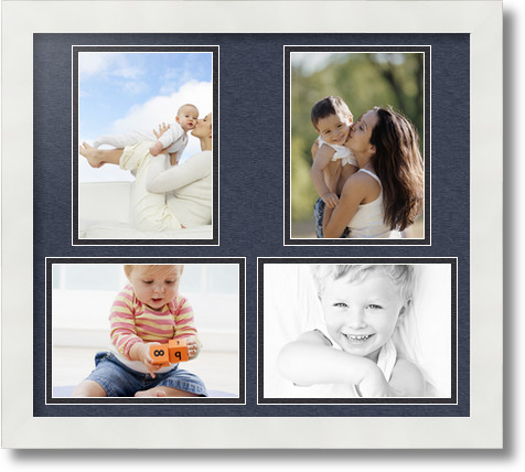 ArtToFrames Collage Mat Picture Photo Frame 4 5x7" Openings in Satin White 130