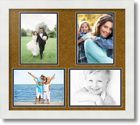 ArtToFrames Collage Mat Picture Photo Frame 4 5x7" Openings in Satin White 130