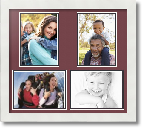 ArtToFrames Collage Mat Picture Photo Frame 4 5x7" Openings in Satin White 130