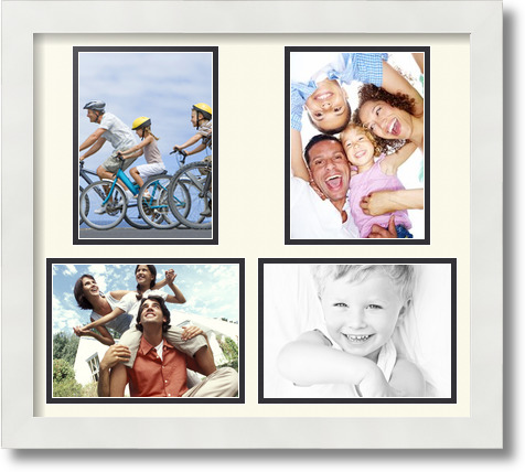 ArtToFrames Collage Mat Picture Photo Frame 4 5x7" Openings in Satin White 130