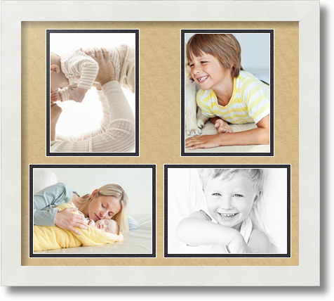 ArtToFrames Collage Mat Picture Photo Frame 4 5x7" Openings in Satin White 130