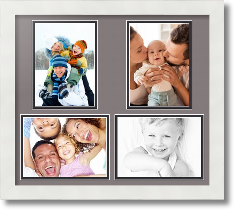 ArtToFrames Collage Mat Picture Photo Frame 4 5x7" Openings in Satin White 130