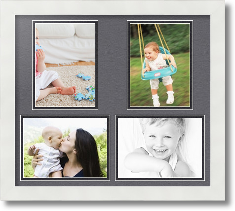 ArtToFrames Collage Mat Picture Photo Frame 4 5x7" Openings in Satin White 130