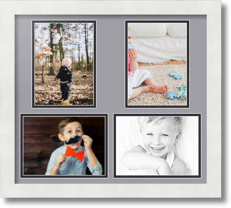 ArtToFrames Collage Mat Picture Photo Frame 4 5x7" Openings in Satin White 130