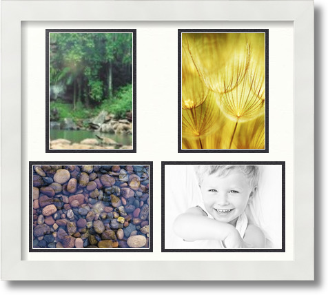 ArtToFrames Collage Mat Picture Photo Frame 4 5x7" Openings in Satin White 130