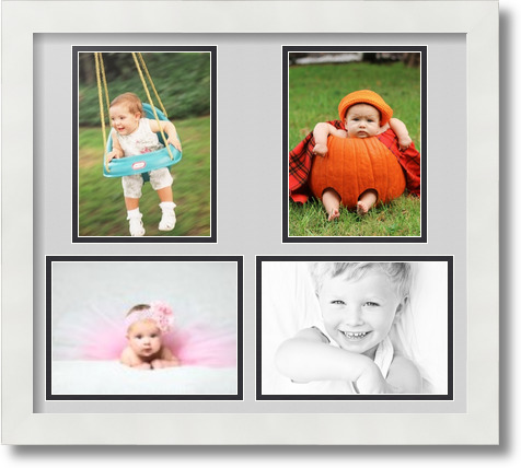 ArtToFrames Collage Mat Picture Photo Frame 4 5x7" Openings in Satin White 130