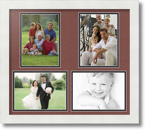 ArtToFrames Collage Mat Picture Photo Frame 4 5x7" Openings in Satin White 130