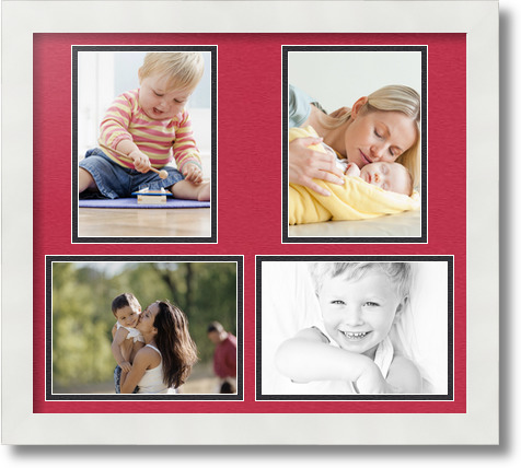 ArtToFrames Collage Mat Picture Photo Frame 4 5x7" Openings in Satin White 130