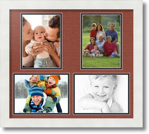 ArtToFrames Collage Mat Picture Photo Frame 4 5x7" Openings in Satin White 130