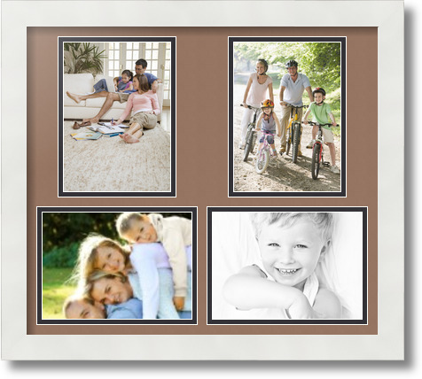 ArtToFrames Collage Mat Picture Photo Frame 4 5x7" Openings in Satin White 130