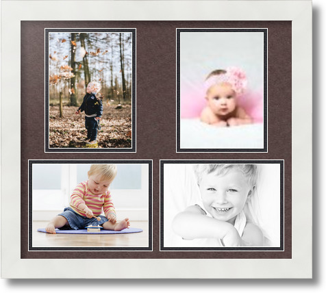 ArtToFrames Collage Mat Picture Photo Frame 4 5x7" Openings in Satin White 130