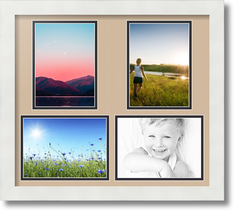 ArtToFrames Collage Mat Picture Photo Frame 4 5x7" Openings in Satin White 130