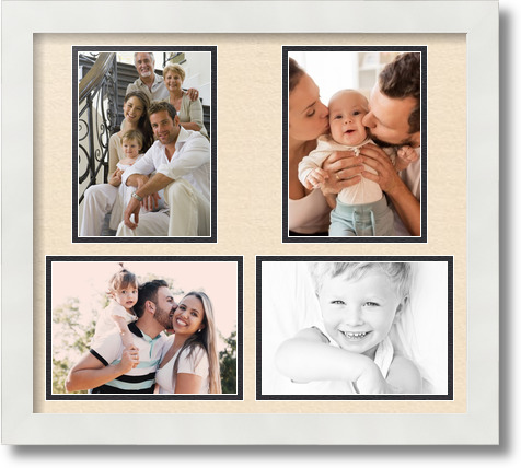 ArtToFrames Collage Mat Picture Photo Frame 4 5x7" Openings in Satin White 130