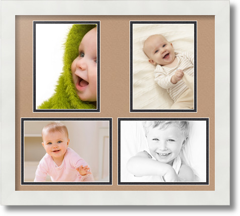 ArtToFrames Collage Mat Picture Photo Frame 4 5x7" Openings in Satin White 130