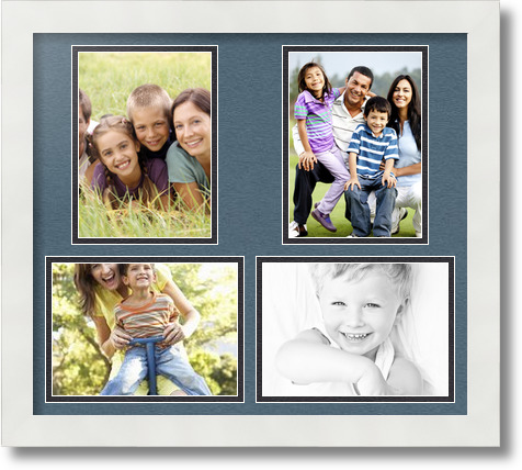 ArtToFrames Collage Mat Picture Photo Frame 4 5x7" Openings in Satin White 130