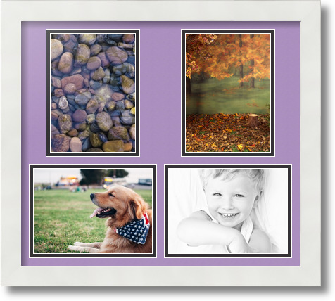 ArtToFrames Collage Mat Picture Photo Frame 4 5x7" Openings in Satin White 130