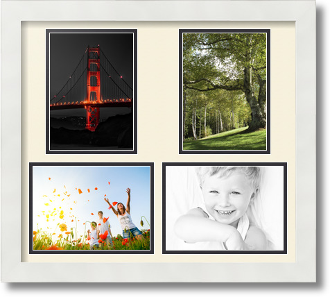 ArtToFrames Collage Mat Picture Photo Frame 4 5x7" Openings in Satin White 130