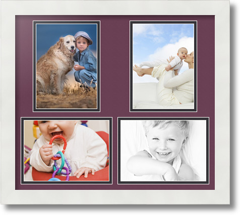 ArtToFrames Collage Mat Picture Photo Frame 4 5x7" Openings in Satin White 130