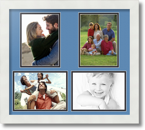 ArtToFrames Collage Mat Picture Photo Frame 4 5x7" Openings in Satin White 130