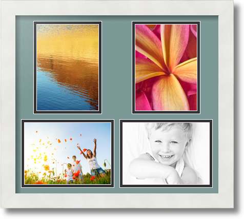 ArtToFrames Collage Mat Picture Photo Frame 4 5x7" Openings in Satin White 130