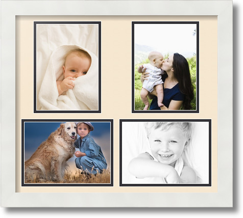 ArtToFrames Collage Mat Picture Photo Frame 4 5x7" Openings in Satin White 130