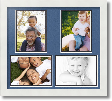 ArtToFrames Collage Mat Picture Photo Frame 4 5x7" Openings in Satin White 130