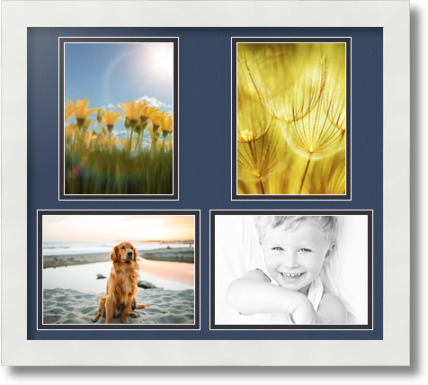 ArtToFrames Collage Mat Picture Photo Frame 4 5x7" Openings in Satin White 130