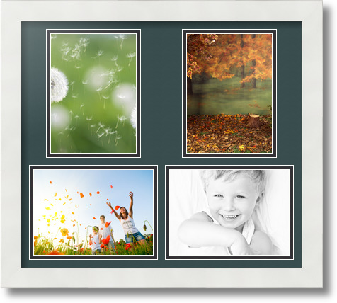 ArtToFrames Collage Mat Picture Photo Frame 4 5x7" Openings in Satin White 130