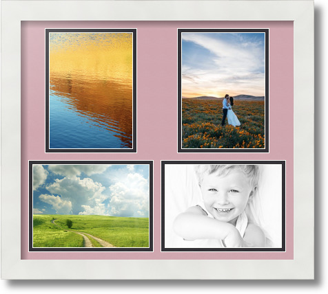 ArtToFrames Collage Mat Picture Photo Frame 4 5x7" Openings in Satin White 130