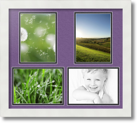 ArtToFrames Collage Mat Picture Photo Frame 4 5x7" Openings in Satin White 130