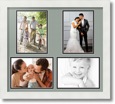 ArtToFrames Collage Mat Picture Photo Frame 4 5x7" Openings in Satin White 130