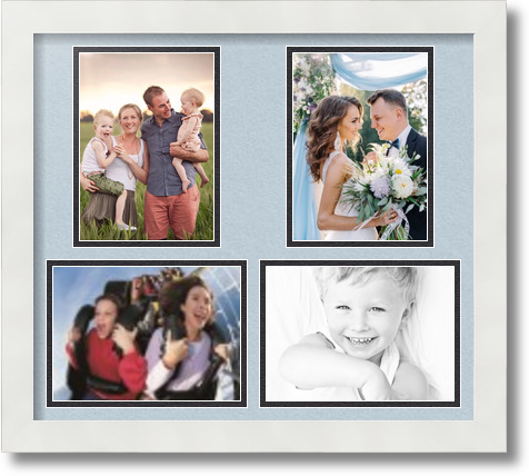 ArtToFrames Collage Mat Picture Photo Frame 4 5x7" Openings in Satin White 130