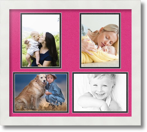 ArtToFrames Collage Mat Picture Photo Frame 4 5x7" Openings in Satin White 130